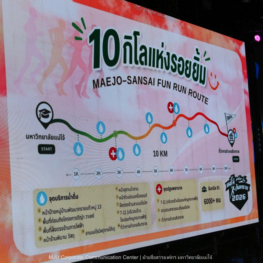 10 กิโลแห่งรอยยิ้ม ประเพณี เดินวิ่ง แม่โจ้ – สันทราย  ชาวสันทราย รุ่นพี่ ศิษย์เก่า  ร่วมต้อนรับอินทนิลช่อที่ 91 กว่า 6,200 คน อย่างอบอุ่น