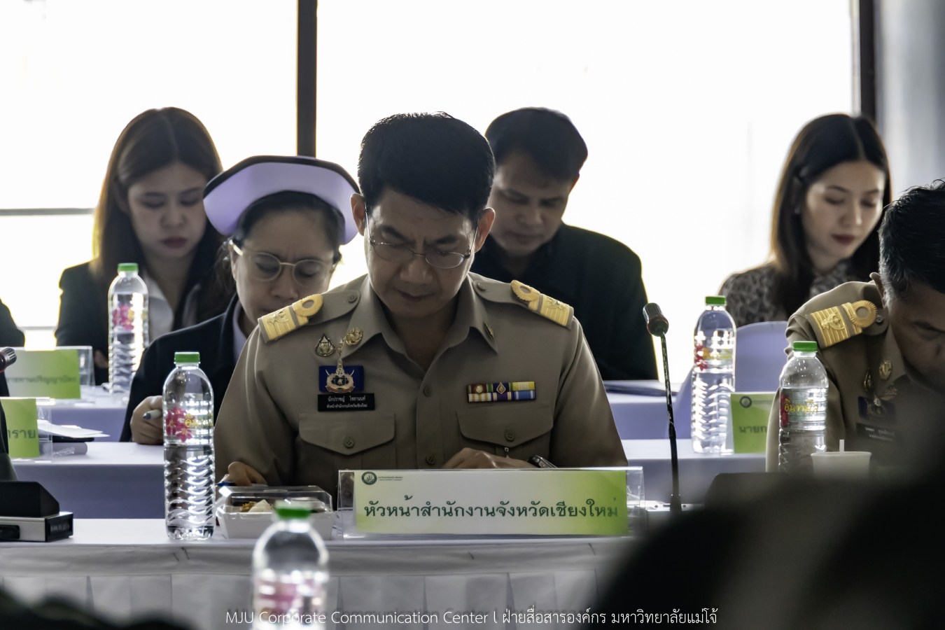 กองพระราชพิธี สำนักงานฝ่ายเสนาธิการในพระองค์ สำนักพระราชวัง จังหวัดเชียงใหม่ และมหาวิทยาลัยแม่โจ้ ประชุมเตรียมความพร้อมการรับเสด็จในพิธีพระราชทานปริญญาบัตรมหาวิทยาลัยแม่โจ้ ประจำปีการศึกษา 2567-2568 (ครั้งที่ 48)